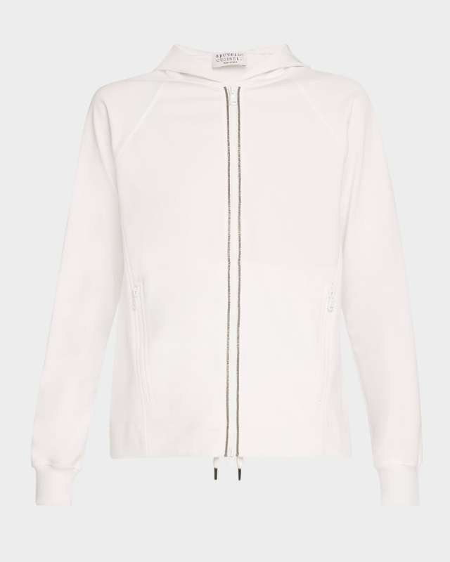 Monili Techno Jersey Zip-Front Hoodie